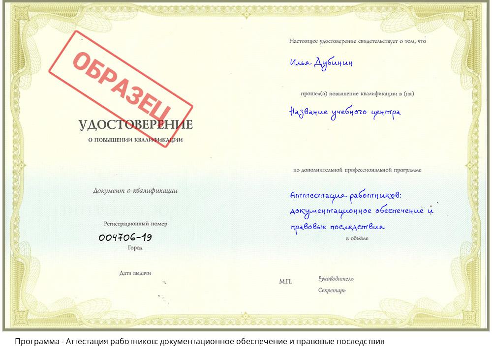 Аттестация работников: документационное обеспечение и правовые последствия Новоуральск