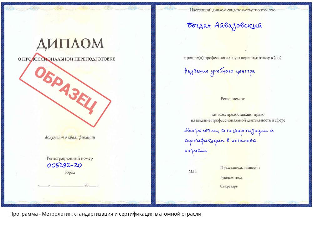 Метрология, стандартизация и сертификация в атомной отрасли Новоуральск