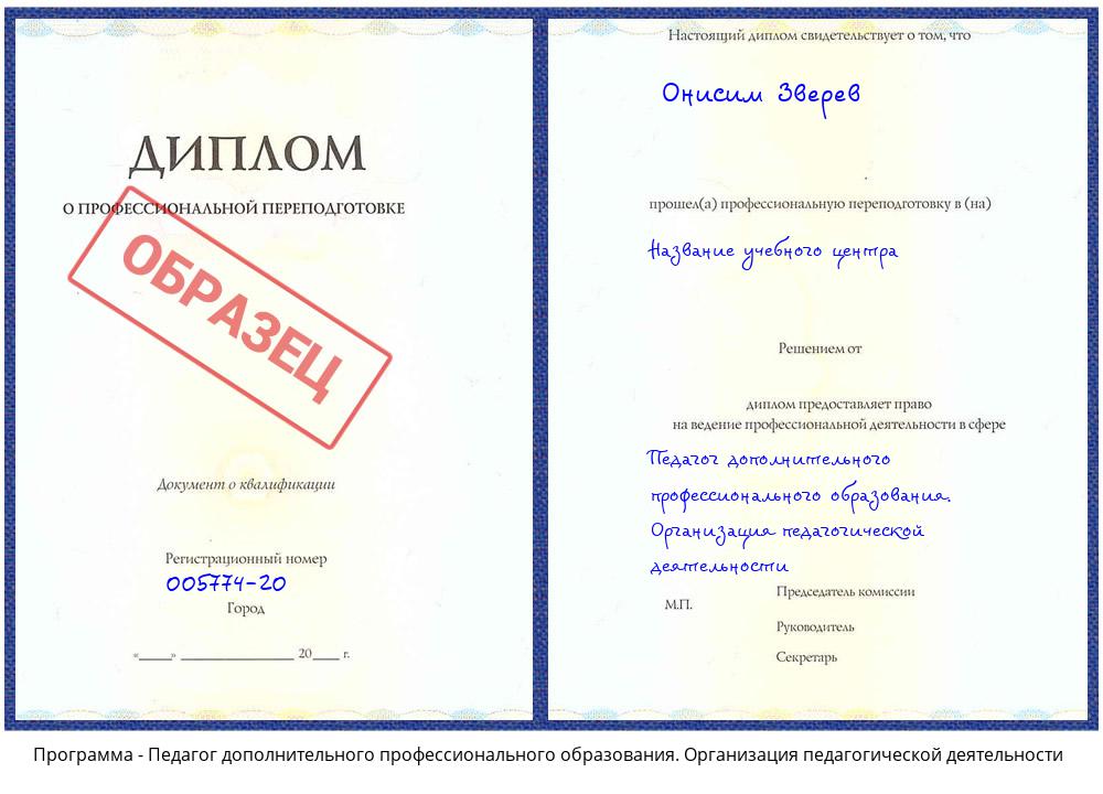Педагог дополнительного профессионального образования. Организация педагогической деятельности Новоуральск